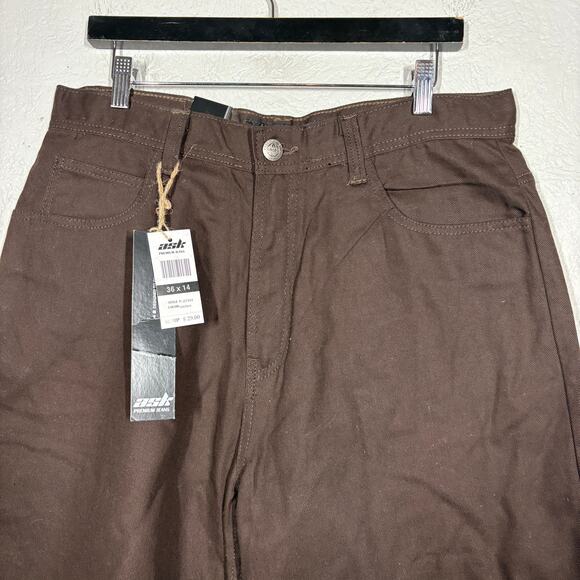 NEW! Ask Jeans Casual Straight Let Brown - 36x14 - Picture 2 of 5